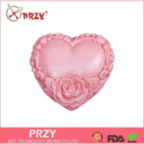 Valentines Day DIY Heart /rose Shape Handmade Soap Mold Candle Molds Silicon Mould Chocolate Candy Moulds Silicone Rubber PRZY