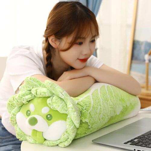 Cute Vegetable Fairy Plush Toy Japanese Cabbage Dog Fluffy Stuffed Animals Dog Soft Doll Shiba Inu Pillow Baby Kids Toys Gift