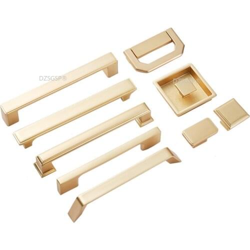 Modern Cabinet Kitchen Dresser Handles Knobs Drawer Cupboard Hardwares Gold Zinc Alloy Dresser Door Pulls Sliding Door Handle