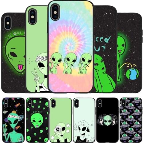 Trippy Tie Dye Peace Alien Black TPU Silicone Soft Phone Case For iPhone 11 Pro Max X XS MAX 5 6 7 8 Plus