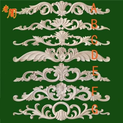 Unique Natural Floral Wood Carved Wooden Figurines Crafts Corner Appliques Frame Wall Door Furniture Wood Carving Decoration