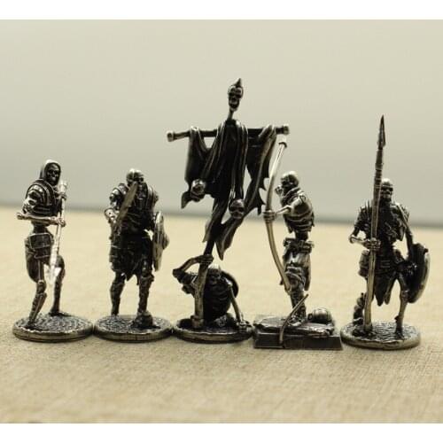 War Chess Table Game Ornaments Decorations Crafts Copper Undead Skeleton Soldiers Dolls Army Legion Model Toy Figurine Miniature