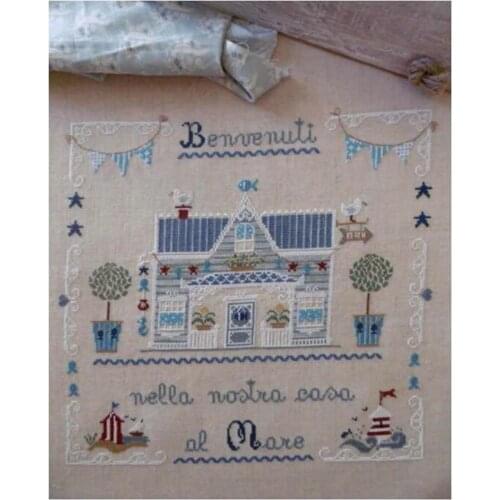 Top Manufacturer Embroidery Seaside Holiday House Cross Stitch History with 100% Cotton Flosses & Free Shipping for Home Decor