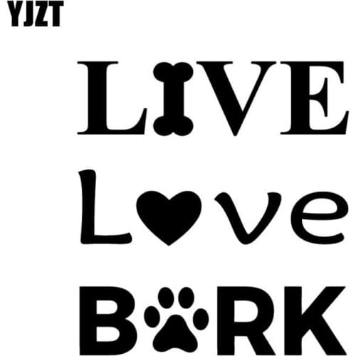 YJZT 12.7CM*13.7CM Live Love Bark Sweet Dog Footprints Vinyl Car Sticker Decals Black/Silver C10-00361
