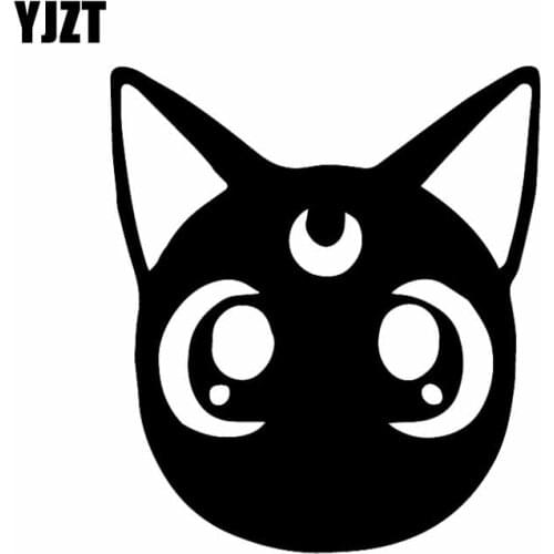 YJZT 13.4X15.2CM Cute Sailor Moon Cat Vinyl Decal Kitten Pet Car Sticker Decor Cartoon Black/Silver C24-1695
