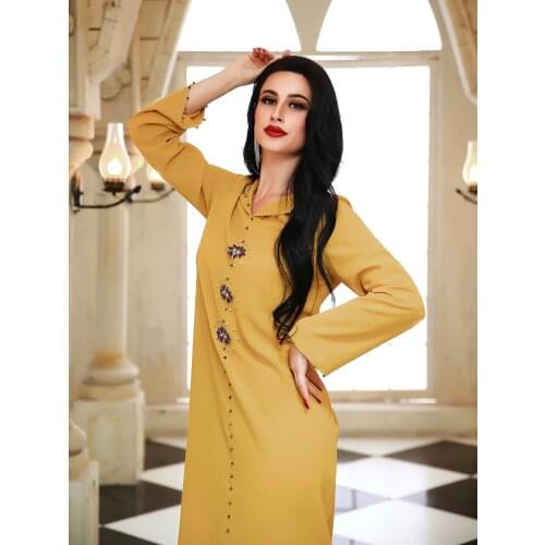 Womens Clothes Handmade Hooded Hand-Sewn Rhinestones Morocco Middle East European American Ethnic Style Clothing Womens Robe