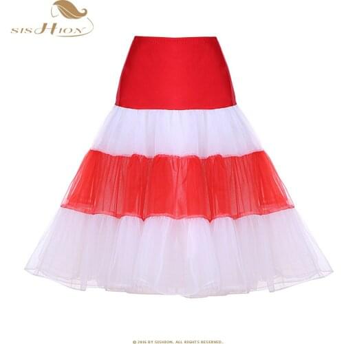 SISHION Tulle Tutu Skirt Patchwork Three Layers Petticoat Women Plus Size Elastic High Waist New Year Christmas Skirt VD0659