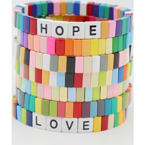 European and American DIY Fashion Popular Enamel Womens Bracelets Bohemian Letters Color Matching Elegant Ladies Bangle Jewelry