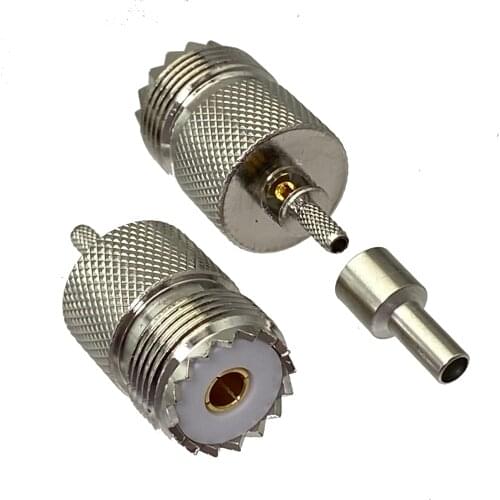 1pcs Connector SO239 UHF female jack window crimp RG174 RG316 LMR100 cable straight RF Coaxial adapter