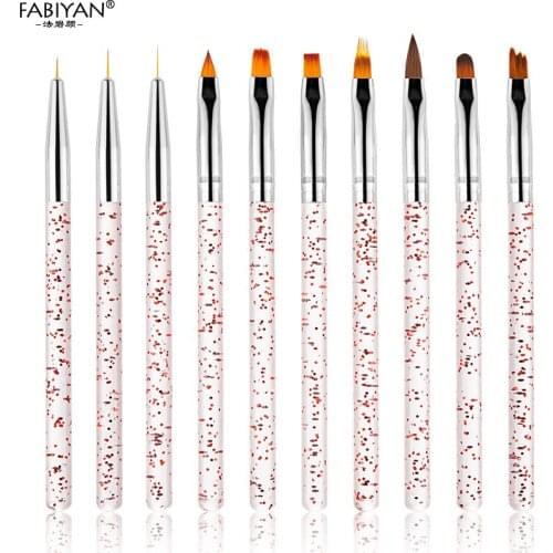 10Pcs/set Nail Art UV Gel Liner French Brush Painting Drawing Flower Gradient Acrylic Extension Builder Pen Manicure Set Tool