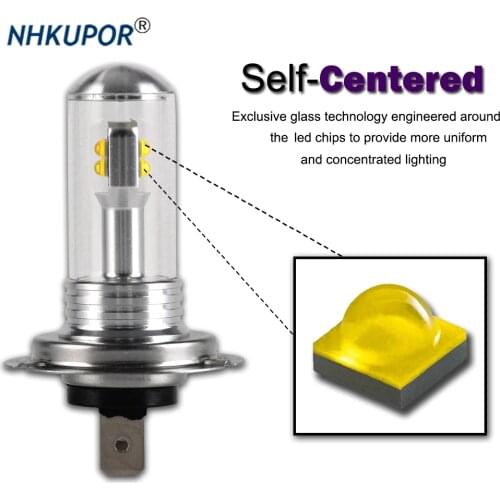 2 Pcs H7 Led Bulb Fog Lights 3000LM 6000K 12V 80W White DRL Daytime Running Car Lamp Auto Light