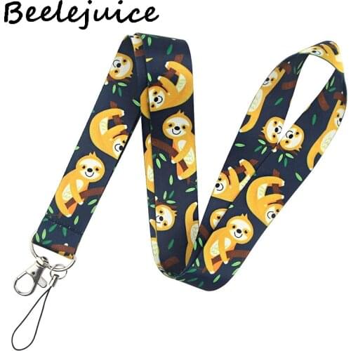 24pcs Sloth animal Neck keychain necklace webbings ribbons Anime Cartoon Neck Strap Lanyard ID badge holder Keychain Lanyards