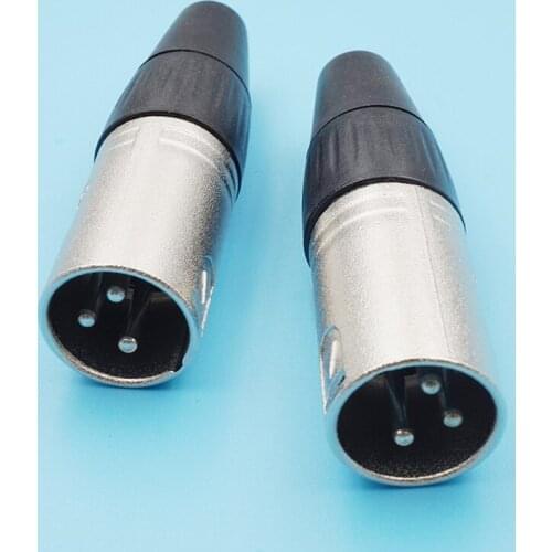 50Pcs Nickel Plated 3Pin Xlr Audio Microphone Connector YS136N Cannon Male Plug High Quality Xlr Connector Adapter Plug Silver