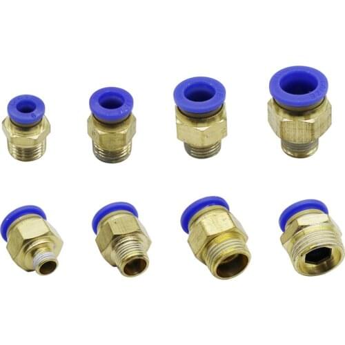 6/8/10/12mm OD Pipe Interface to 1/8" 1/4" 3/8" 1/2" Male Thread Straight Connector Air Pneumatic Fitting Garden Connector 2Pcs