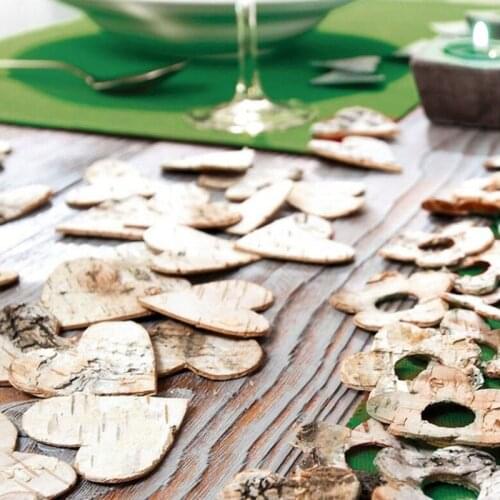 80Pcs/Pack Original Birch Bark Wedding Supplies Wooden Love-Heart Confetti Wedding Party Event Decorations Props Festival Gifts