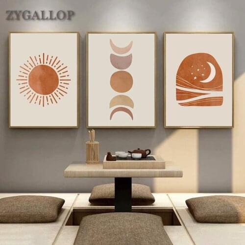 Abstract Sun and Moon Canvas Art Painting Landscape Posters Boho Decoration Pictures Print Living Room Wall Painting Home Decor