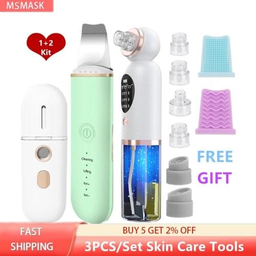 MSMASK Ultrasonic Skin Scrubber Facial Cleansing Machine+Small Bubble Blackhead Remover Water Cycle Pore Cleansing+Facial Spray