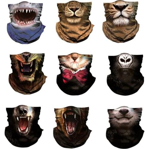 Multiway Outdoor Bandana Men Women 3D Animal Printing Climbing Hiking Cycling Fishing Windproof UV Protection Halloween