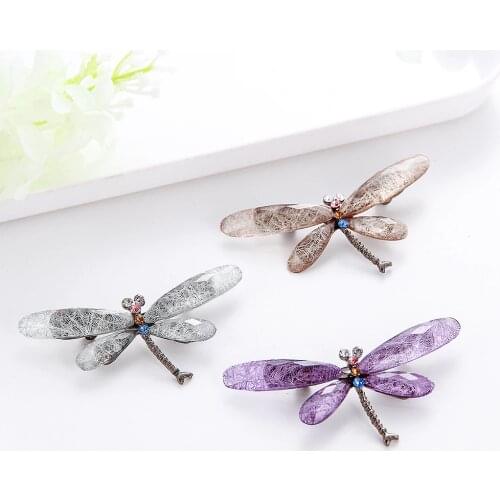 Crystal Brooch Pins For Women Bling Rhinestone Dragonfly Brooches Color Animal Brooches Jewelry Wedding Party Bijoux Best Gift