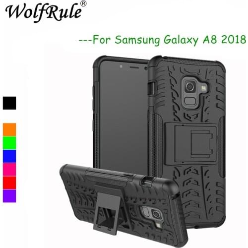 WolfRule sFor Case Samsung Galaxy A8 2018 Cover Shockproof Silicone + Plastic Kickstand Back Case For Samsung A8 2018 Funda A530