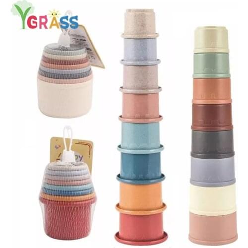 Baby Stacking Cup Toy Color Shape Plastic Folding Animal Ring Tower Play Water Swiming Pool Bath Game Toys For Infant Gift