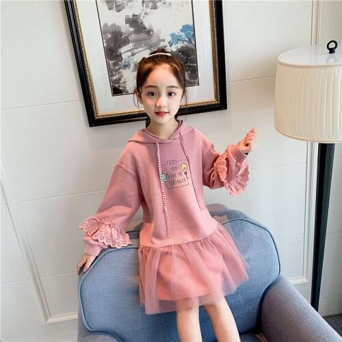2021 pink spring Kids Dresses Girls Unicorn Winter teenager Clothes Children hooded Princess vestidos 4 5 6 7 8 9 10 11 12 year