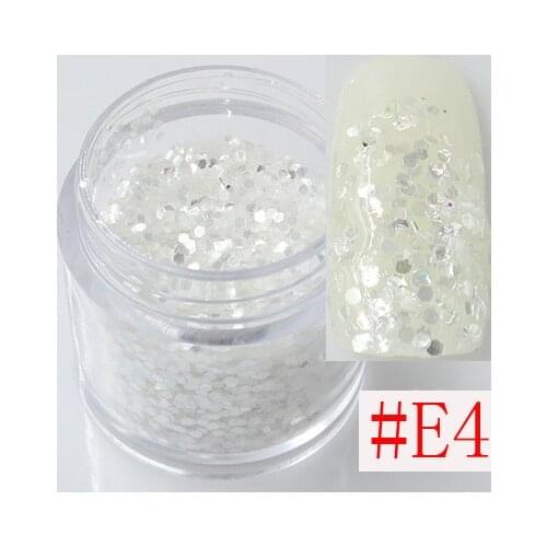 Nail Art Chunky *IcE* 1mm Silver White Hexagon Glitter Powder Mix Pot Tip Decoration, #1324AE14