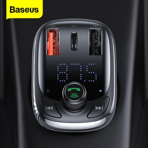 Baseus Quick Charge 4.0 FM Transmitter Car Charger For Phone Bluetooth 5.0 Car Kit Audio MP3 Player 36W Fast Charging Car-harger