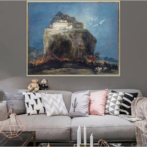 Holover Francisco Goya"A City On A Rock"Canvas Oil Painting Western Art Decor Poster Wall Art Aesthetic Home Interior Decoration