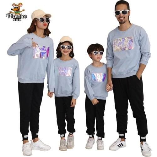 Family Matching Outfits Spring Autumn Men Women Children Cotton t -Shirt Pants Set Father Son Mother Daughter Family Clothing