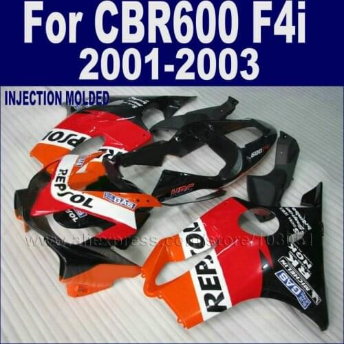 Plastic Motor Fairings Set For Honda Repsol 2001 2002 2003 Orange Red CBR 600 F4i 01 02 03 Cbr 600 F4i Road Fairing Body Kit