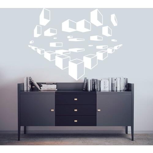 Creative Office Home Wall Vinyl Decal Geometric Cube Wall Sticker Geometry Artist Wall Poster 3D Imagine Design Wall Mural