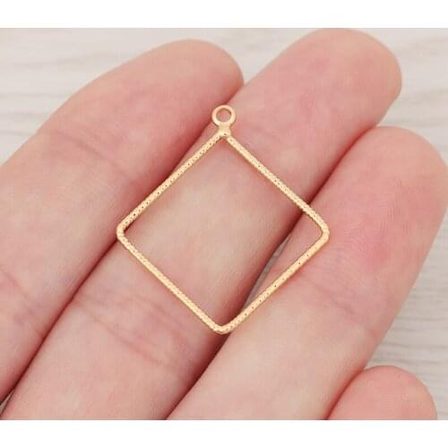20pcs/lot Square Earrings Making Accessories Handmade Metal Jewelry Findings DIY Ear Charms Genuine Gold Plating 30x26mm