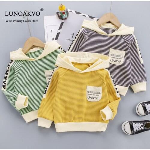 Lunoakvo Childrens Clothing Baby Sports Wear Striped Hoodies Boys Girls Hooded Tops for 1-5 Years Toddler Girl Fall Clothes