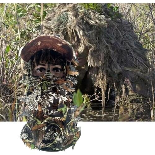 Full Face Mask Camouflage Head Cover 3D Leaf Hat Cap for Outdoor Hunting Camping