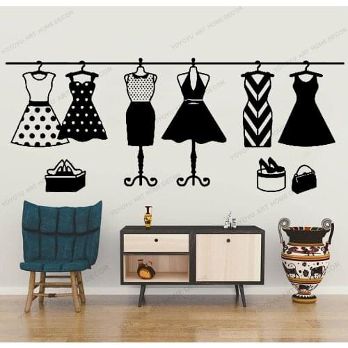 Fashion Studio Vinyl Decal Window Shop Dresses Store Wall Stickers Decoration Retro Murals Art Dressing room Decor CX1339