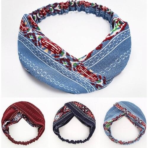 Fashion Floral Print Knot Women Headband Vintage Hairband Girls Headwear Chiffon Retro Head bands Hair Accessories
