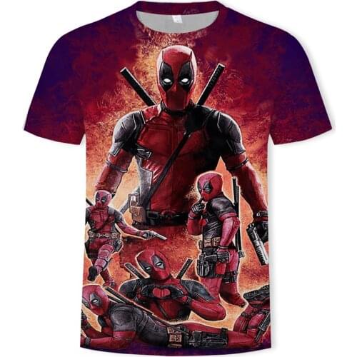 Deadpool film and television graphic fashion printing Harajuku mens T-shirt O-neck casual daily short-sleeved T-shirt oversized