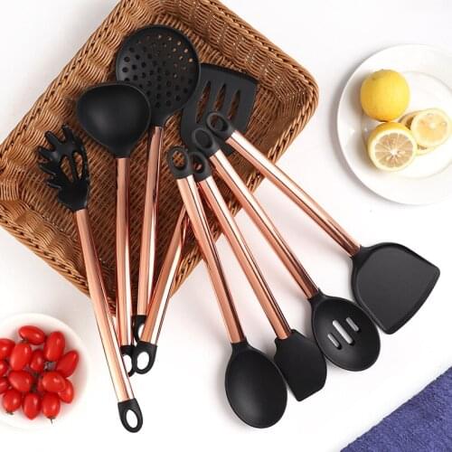 Silicone Kitchenware Set 8-Piece Stainless Steel Silicone Cookware Cooking Spoon Spatula Kit Tool Set