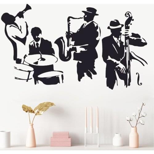 Wall Decal Jazz Saxophone Instrument Tool Band Musical Player Sticker Art Vinyl Drums Bass Wall Decal Vinyl Mural Adesivo WA-24