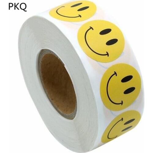 500 sheets/roll Yellow Paper Smile Decoration Stickers Handmade Happy Planner Diary Label Planner Stickers Gold