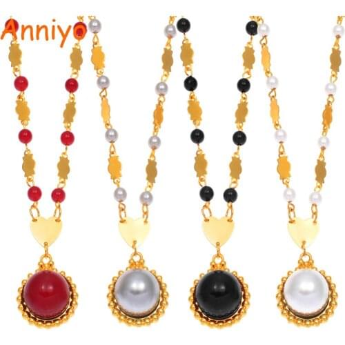 Anniyo Round Ball Pendant Beads Necklaces Hawaii Marshall for Women Guam Micronesia Jewelry Melanesia Party Gifts #163606