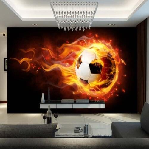 Custom Modern Wallpaper 3D Fire Football Creative Mural Wall Cloth Living Room Childrens Bedroom Wall Covering Mural Wallpapers