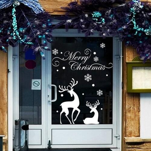 Merry Christmas Window Glass PVC Wall Sticker Christmas DIY Elk Wall Stickers Home Decal Christmas Decoration For Home Supplies