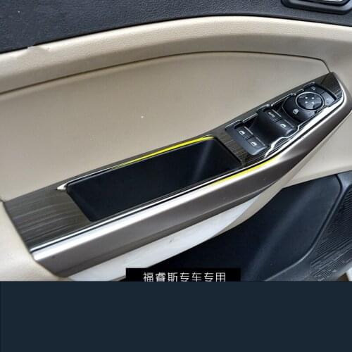 Stainless Steel Carbon Fibre Black Silver Window Glasses Lifter Switch Button Frame For Ford Escort AAA124