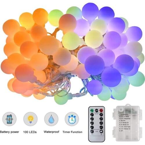 Battery Led String Light Ball Holiday Lighting Remote Control 8 Modes String 3m 5m 10m Fairy Garland for Christmas Wedding Decor