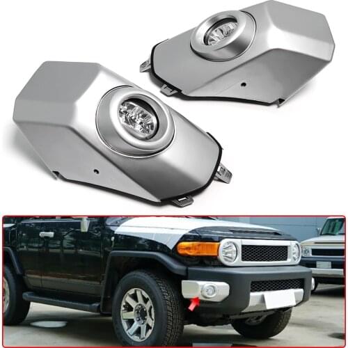 2pcs BLACK LED Fog Lamp Assembly Daytime Running Light Driving Light Kit W/ Wire Harness For Toyota FJ Cruiser 2007-2016