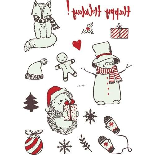 Luminous Tattoo Sticker 2020 Merry Christmas decorations for child Face Hand Stickers Decals Snowman Snowflake Paste Paper