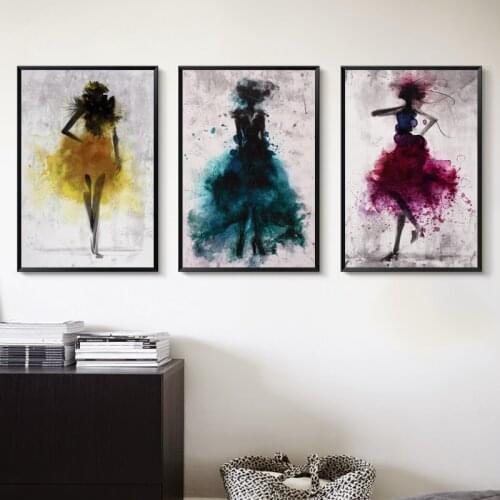 Dancing Skirt Girl Watercolor Canvas Painting Prints And Posters Abstract Wall Art Pictures Room Decor Modern Home Decoration