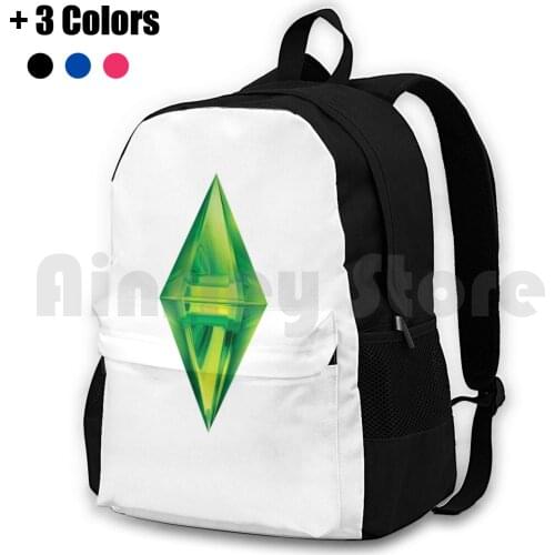 Sims Diamond Outdoor Hiking Backpack Waterproof Camping Travel Sims Diamond Green Game Fun Play Gamer Plumbob
